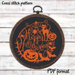 Halloween cross stitch design, Spooky cross stitch chart, Diy halloween decor, Horror cross stitch pattern PDF