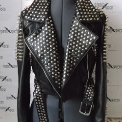 studded leather jacket short