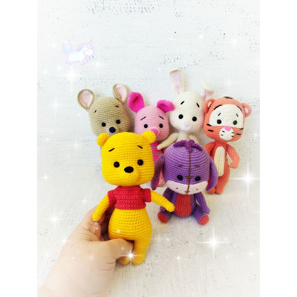 Winnie the Pooh and friends- crocheted toy. Stuffed toy. Cut - Inspire  Uplift