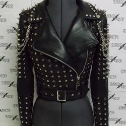 studded leather jacket classic short
