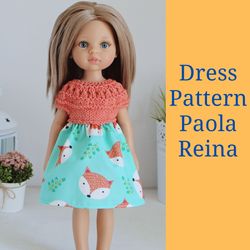 Paola Reina dress pattern,doll clothes tutorial,Paola Reina knitting dress