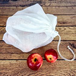 reusable bags, lightweight linen mesh bags for bulk food, zero waste grocery bags