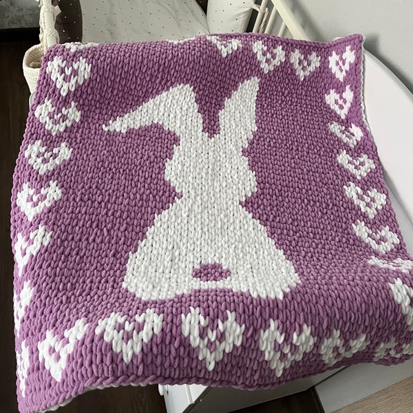 Loop yarn Bunny baby blanket graph pattern PDF | Inspire Uplift