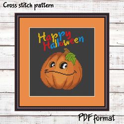 Happy Halloween Cross Stitch Pattern, Modern Cross Stitch Chart, Cool Cross Stitch, Modern Xstitch, Pattern Quote