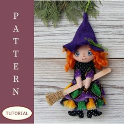 Witch doll pattern Witch Decor Halloween Ornaments Rag doll pattern