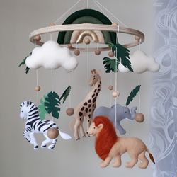 Mobile baby nursery decor safari, jungle crib mobile, Africa animals baby mobile, baby shower gift, new baby gift