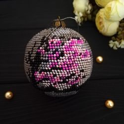 Christmas decor , Interior Ball , Ball of beads , Cherry Blossoms , Handmade