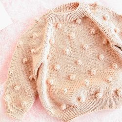 KNITTING PATTERN PDF: Popcorn Sweater "Mimi"/ Baby Child Seamless Sweater/ Jumper for Baby Kid / 8 Sizes