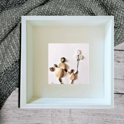 Pebble & sea glass art family mother and daughter