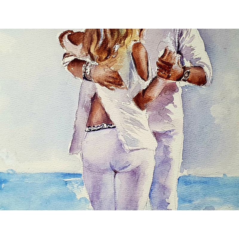 Romantic Couple Painting Beach Original Art California Wall Inspire romantic-couple-painting-beach-original-art-california-wall-inspire