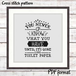 Toilet paper Funny cross stitch pattern, Subversive Cross Stitch Pattern Modern, Funny bathroom art