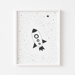 Space rocket wall art, Rocket nursery art, Space themed kids room, Space themed print, Space nursery printable