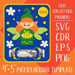 forest elf girl birthday card money holder template