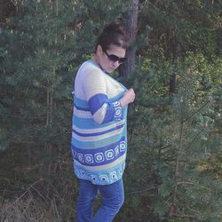 Cotton blue cardigan women’s crochet jacket