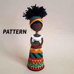 Pattern African Doll, Pattern Crochet African doll, Pattern Black Doll