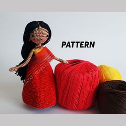 Pattern Crochet Indian Doll, Pattern Little India, pattern indian doll