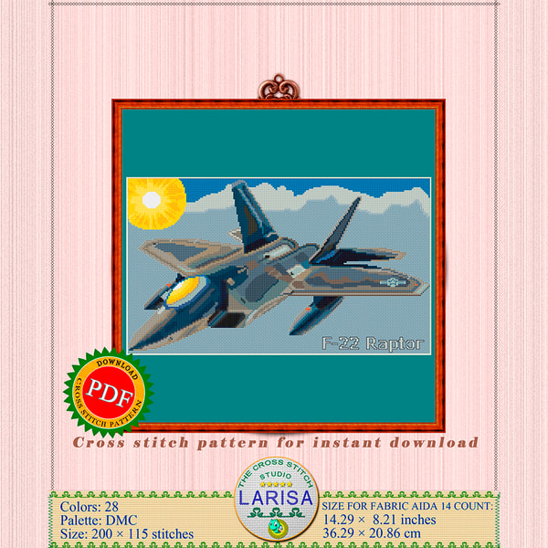 F 22 Raptor Pattern F-22 Raptor Cross Stitch Pattern - Inspire Uplift