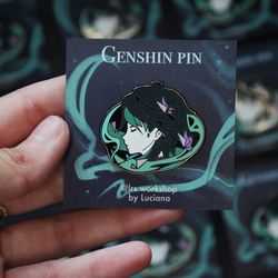 free shipping xiao genshin impact inspired hard enamel pin