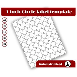 1 inch circle template, circle sticker template, circle label template, svg, dxf, pdf, psd, png, 8.5x11 sheet printable