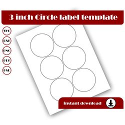 3 inch circle template, circle sticker template, circle label template, svg, dxf, pdf, psd, png, 8.5x11 sheet printable