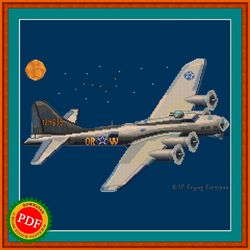 Flying Fortress Cross Stitch Pattern | Heavy Bomber B-17