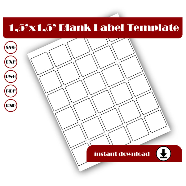 Square Inch Template 1.5 inch Square template, Square sticker template, Square la - Inspire ...