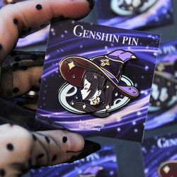 free shipping mona genshin impact inspired hard enamel pin