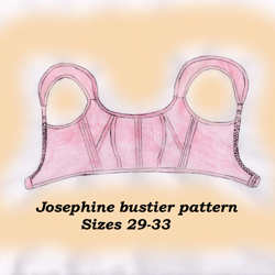 Linen bra pattern plus size, Josephine, Sizes 29-33, No elastic underwear pattern, Boned bustier sewing pattern