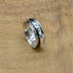 925 Silver Fidget Spinner Ring, Anxiety Ring, Worry Ring