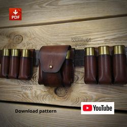 PDF download template to make a Leather Bandolier for 3 rounds of 16 or 12 gauge! OTH9