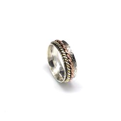 925 Silver Anxiety Spinner Mens Women Ring