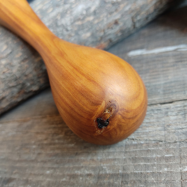 Handmade wooden coffee scoop with decorated handle - 08