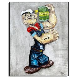 Popeye the Sailor Man Wall Art / Popeye the Sailor Man Painting / Popeye Original Painting / Spinach Painting