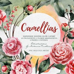 Spring watercolor camellia set