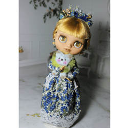 Custom Blythe doll OOAK with golden hair and eyes