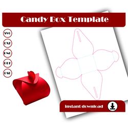 Candy box template, Gift box template, Gift box SVG, DXF, Pdf PsD, PNG 8.5x11 Sheet printable, Wedding Favour Box
