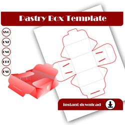 Pastry box template, Cake Boxes, Вonut box, Packing box template, Gift box SVG, DXF, Pdf PsD, PNG 8.5x11 Sheet printable