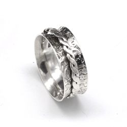 925 Sterling Silver Worry Spinner Women Ring Jewelry