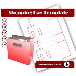 shopping bag template, paper bag template, svg, dxf, pdf psd, png 8.5x11 sheet printable, baking bag, lunch bag
