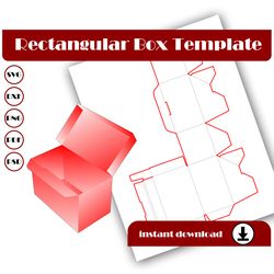 Rectangular box with lock, Rectangular box template, SVG, DXF, Pdf PsD PNG 8.5x11 Sheet printable, Simple Box, Shipping