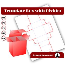 Template box with divider, Glass box Template, SVG, DXF, Pdf PsD PNG 8.5x11 Sheet printable, Blank Template