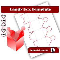 Candy box template, Gift box template, Gift box SVG, DXF, Pdf PsD, PNG 8.5x11 Sheet printable, Wedding Favor Box