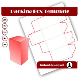 Packing Box Template, Rectangular Box, Gift box SVG, DXF, PDf, PNG, 8.5x11 Sheet printable, Shipping Box, Simple Box