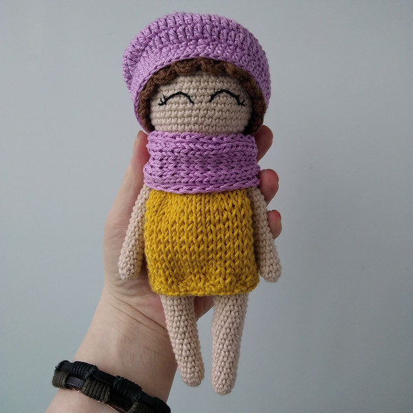 Amigurumi doll in crochet and knitting dress 6 inch pattern.jpg