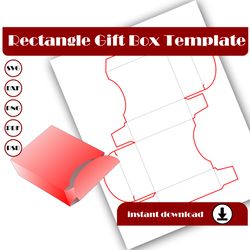 rectangle gift box template, gift box svg, dxf, pdf, png, 8.5x11 sheet printable, shipping box, rectangular box, simple