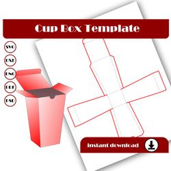 Cup Box Template, Coffee Cup Box, Gift box Template SVG, DXF, PDf, PNG, 8.5x11 Sheet printable, Paper Cup Box