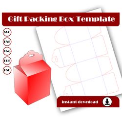 Gift Box Template, Cube Box Template, SVG, DXF, Pdf, PsD, PNG, 8.5x11 Sheet printable, Candy box Template, Original box