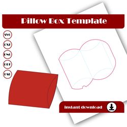 pillow box template, pillow pack template, svg, dxf, pdf, psd, png, 8.5x11 sheet printable, birthday box, gift box