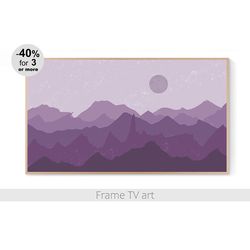 Frame TV Art Digital Download 4K, Samsung Frame TV Art landscape, Frame tv artwork abstract mountains boho purple | 097