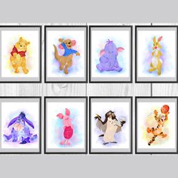 Winnie the Pooh Set Disney Art Print Digital Files nursery room watercolor